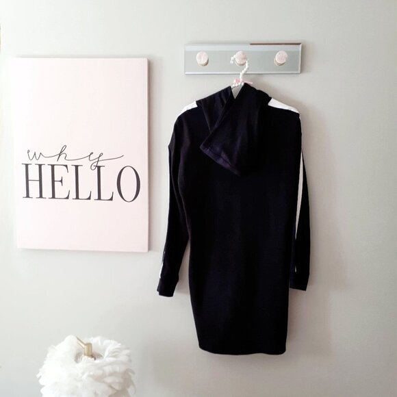 EUC Divided H&M black & white “Superior” cotton blend longline sweatshirt dress - Picture 4 of 9